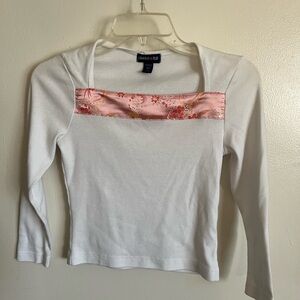 Vintage Y2K Limited Too 3/4  Sleeve Top with Pink Floral oriental Accent